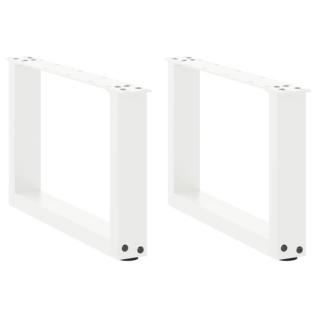 vidaXL Coffee Table Legs U-Shaped 2 pcs White 50x(30-31) cm Steel