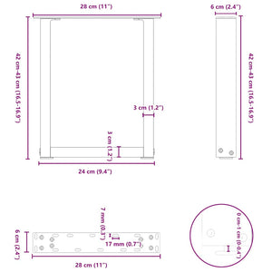 vidaXL Coffee Table Legs U-Shaped 2 pcs Anthracite 28x(42-43) cm Steel