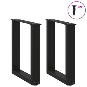 vidaXL Coffee Table Legs U-Shaped 2 pcs Black 38x(42-43) cm Steel