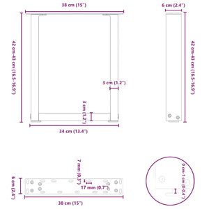 vidaXL Coffee Table Legs U-Shaped 2 pcs Black 38x(42-43) cm Steel