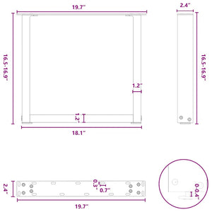 vidaXL Coffee Table Legs U-Shaped 2 pcs Black 50x(42-43) cm Steel