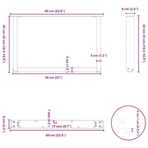 vidaXL Coffee Table Legs U-Shaped 2 pcs Black 60x(42-43) cm Steel