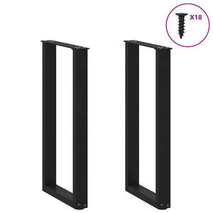 vidaXL Coffee Table Legs U-Shaped 2 pcs Black 28x(72-73) cm Steel