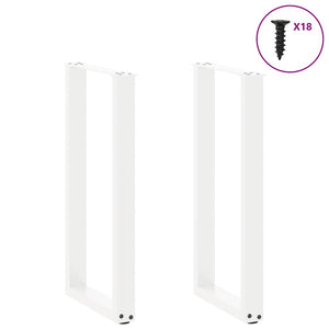 vidaXL Coffee Table Legs U-Shaped 2 pcs White 28x(72-73) cm Steel