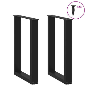 vidaXL Coffee Table Legs U-Shaped 2 pcs Black 50x(72-73) cm Steel