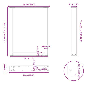 vidaXL Coffee Table Legs U-Shaped 2 pcs Anthracite 60x(72-73) cm Steel