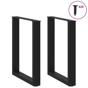 vidaXL Coffee Table Legs U-Shaped 2 pcs Black 70x(72-73) cm Steel