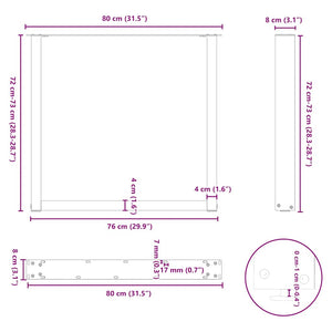 vidaXL Coffee Table Legs U-Shaped 3 pcs Black 80x(72-73) cm Steel