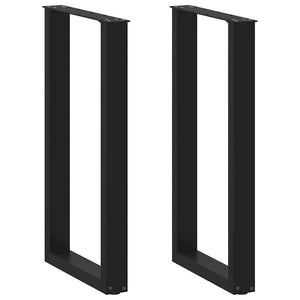 vidaXL Coffee Table Legs U-Shaped 2 pcs Black 50x(90-91) cm Steel