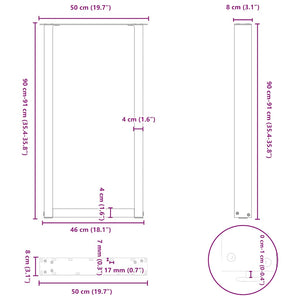 vidaXL Coffee Table Legs U-Shaped 2 pcs Black 50x(90-91) cm Steel