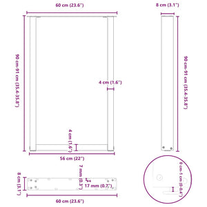 vidaXL Coffee Table Legs U-Shaped 2 pcs Anthracite 60x(90-91) cm Steel