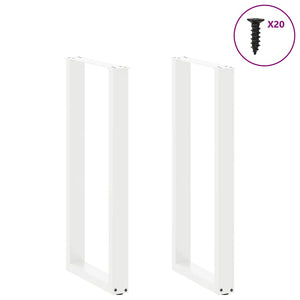 vidaXL Coffee Table Legs U-Shaped 2 pcs White 40x(100-101) cm Steel