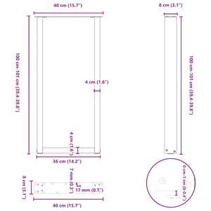 vidaXL Coffee Table Legs U-Shaped 2 pcs Anthracite 40x(100-101) cm Steel