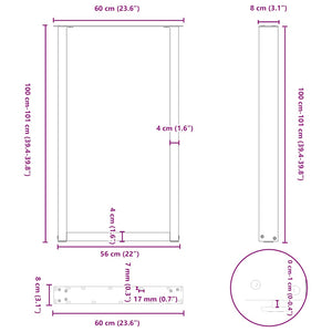 vidaXL Coffee Table Legs U-Shaped 2 pcs Black 60x(100-101) cm Steel