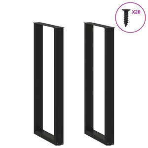 vidaXL Coffee Table Legs U-Shaped 2 pcs Black 40x(110-111) cm Steel