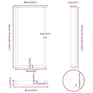 vidaXL Coffee Table Legs U-Shaped 2 pcs Anthracite 60x(110-111) cm Steel