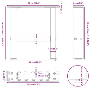 vidaXL Coffee Table Legs Black 2 pcs 30×30 cm Steel