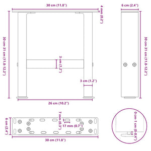 vidaXL Coffee Table Legs White 2 pcs 30×30 cm Steel