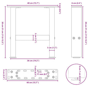 vidaXL Coffee Table Legs Black 2 pcs 30×40 cm Steel