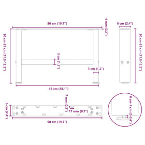 vidaXL Coffee Table Legs Black 2 pcs 30×50 cm Steel