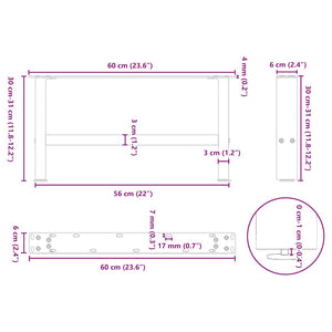 vidaXL Coffee Table Legs Black 2 pcs 30×60 cm Steel