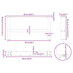 vidaXL Coffee Table Legs White 2 pcs 30×60 cm Steel