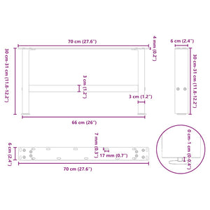 vidaXL Coffee Table Legs Black 2 pcs 30×70 cm Steel