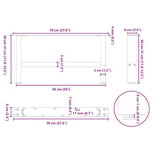 vidaXL Coffee Table Legs White 2 pcs 30×70 cm Steel