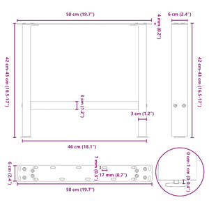 vidaXL Coffee Table Legs White 2 pcs 42×50 cm Steel