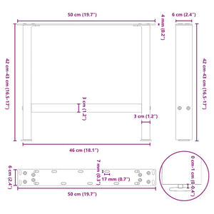 vidaXL Coffee Table Legs Anthracite 2 pcs 42×50 cm Steel