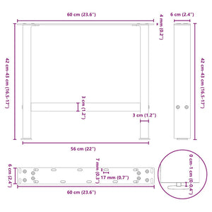 vidaXL Coffee Table Legs Black 2 pcs 60x(42-43) cm Steel