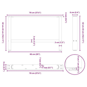 vidaXL Coffee Table Legs White 2 pcs 70x(42-43) cm Steel