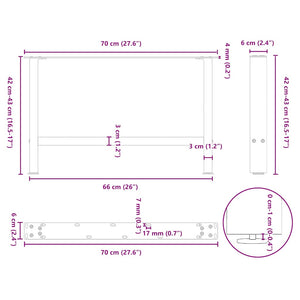 vidaXL Coffee Table Legs Anthracite 2 pcs 70x(42-43) cm Steel