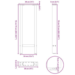 vidaXL Coffee Table Legs White 2 pcs 38x(72-73) cm Steel