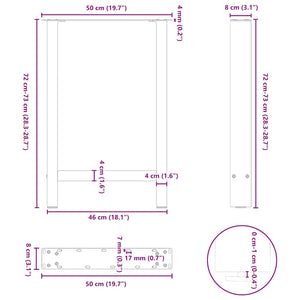 vidaXL Coffee Table Legs White 2 pcs 50x(72-73) cm Steel