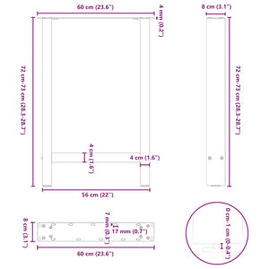 vidaXL Coffee Table Legs Black 2 pcs 60x(72-73) cm Steel