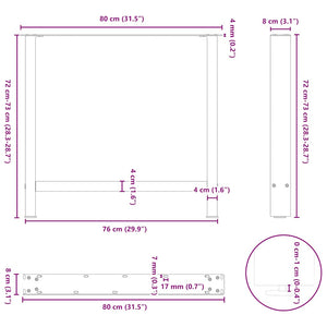 vidaXL Coffee Table Legs Anthracite 2 pcs 80x(72-73) cm Steel