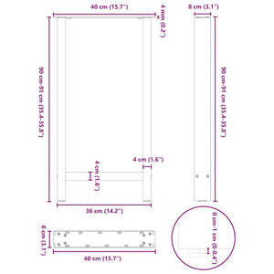 vidaXL Coffee Table Legs Black 2 pcs 40x(90-91) cm Steel