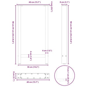 vidaXL Coffee Table Legs White 2 pcs 40x(90-91) cm Steel