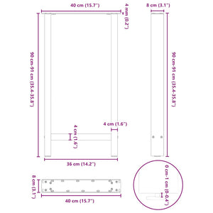 vidaXL Coffee Table Legs Anthracite 2 pcs 40x(90-91) cm Steel