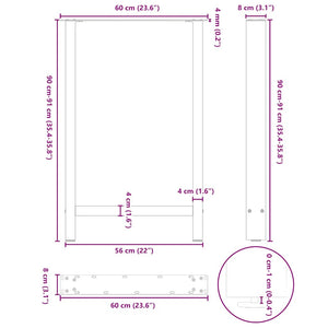 vidaXL Coffee Table Legs White 2 pcs 60x(90-91) cm Steel