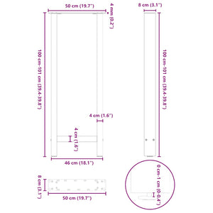 vidaXL Coffee Table Legs Anthracite 2 pcs 50x(100-101) cm Steel