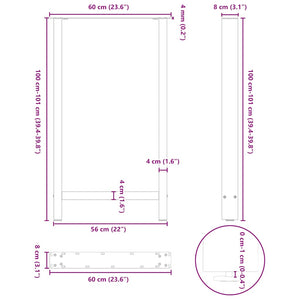 vidaXL Coffee Table Legs White 2 pcs 60x(100-101) cm Steel