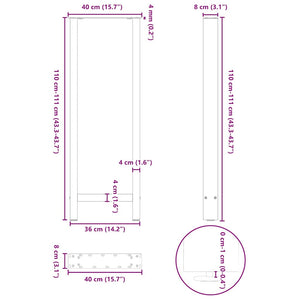 vidaXL Coffee Table Legs Black 2 pcs 40x(110-111) cm Steel