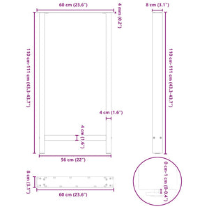 vidaXL Coffee Table Legs White 2 pcs 60x(110-111) cm Steel