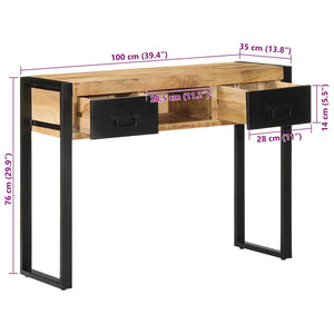 vidaXL Console Table 100x35x75 cm Solid Rough Wood Mango