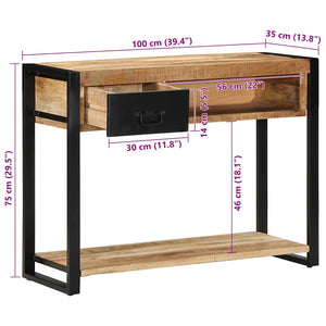 vidaXL Console Table 100x35x75 cm Solid Rough Wood Mango