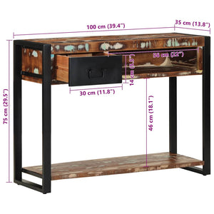 vidaXL Console Table Multicolour 100x35x75 cm Solid Wood Reclaimed