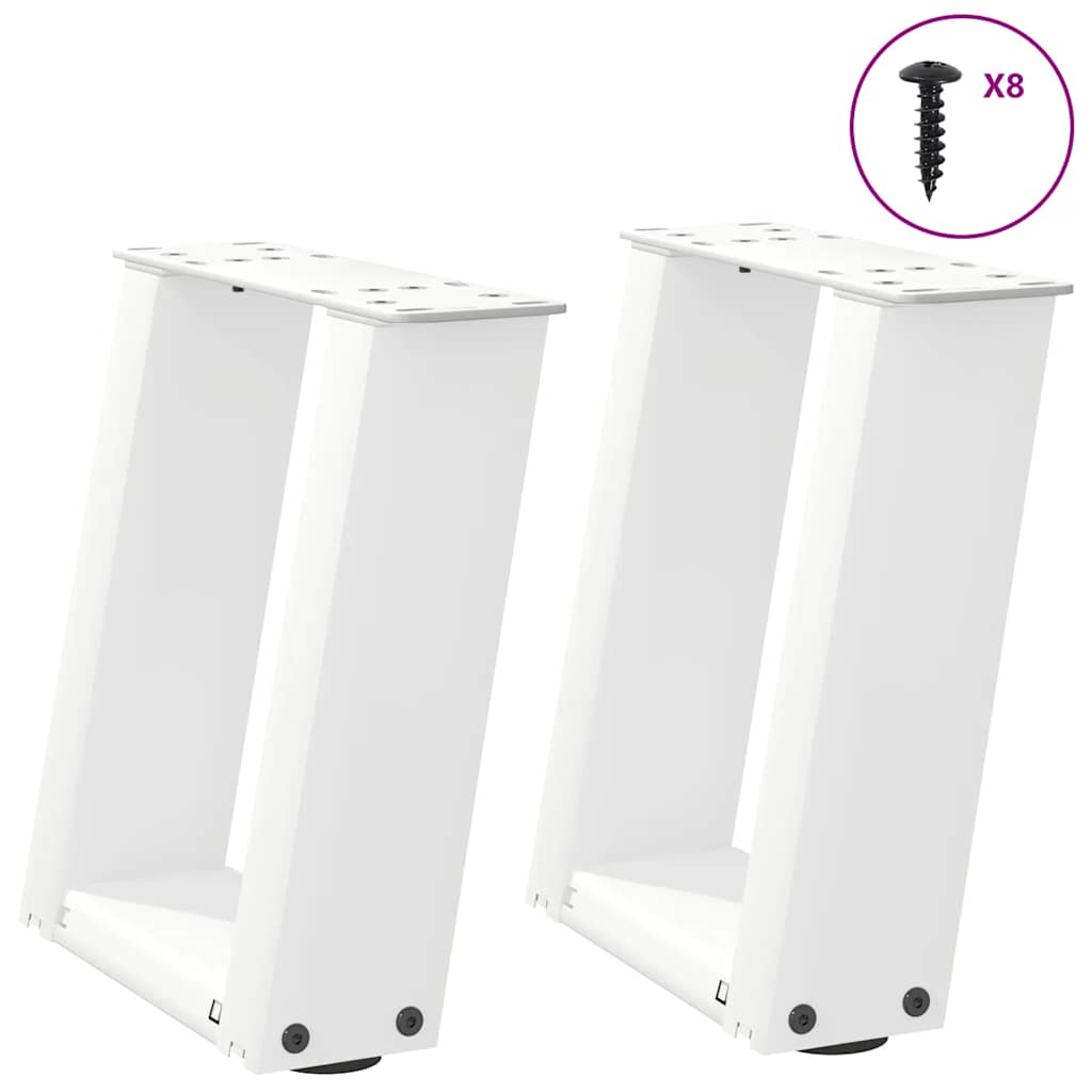 vidaXL Coffee Table Legs U-Shaped 2 pcs White 30x(30-31) cm Steel