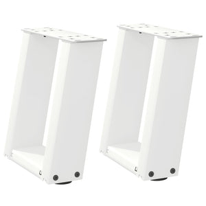 vidaXL Coffee Table Legs U-Shaped 2 pcs White 30x(30-31) cm Steel